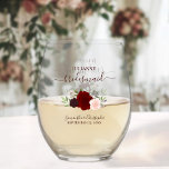 Vaso De Vino Rosas de Rubor de Borgoña, dama de honor y donante<br><div class="desc">Este conjunto es la elección perfecta para agradecer a las damas de honor y a la dama de honor de su boda. El bonito diseño de la moda boho incluye un conjunto de rosas acuáticos pintados a mano en tonos burdeos, rojos y rosas ruidosos, así como estribillos de eucalipto y...</div>