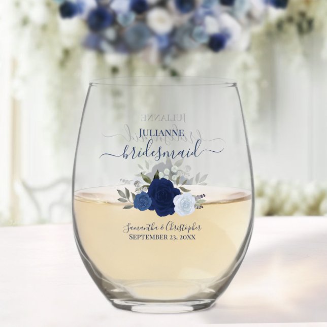 Vaso De Vino Rosas del Boho Azul niñera donada de honor (Subido por el creador)