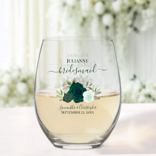 Vaso De Vino Rosas del Boho verde esmeralda sirvienta de honor