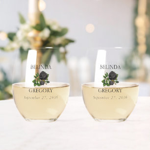 Vaso De Vino Rosas góticos de Halloween Boda blanco
