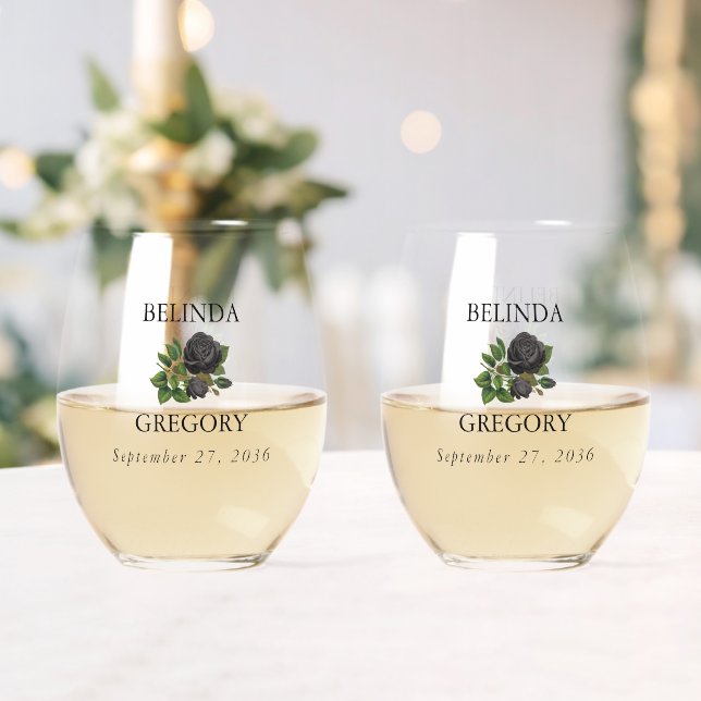 Vaso De Vino Rosas góticos de Halloween Boda blanco (Insitu (Boda))
