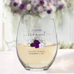 Vaso De Vino Rosas morados del Boho niñera donada de honor<br><div class="desc">Este conjunto es la elección perfecta para agradecer a las damas de honor y a la dama de honor de su boda. El bonito diseño de la moda boho incluye un conjunto de rosas acuáticos pintados a mano en tonos violeta, ciruela y lavanda, además de brotes de eucalipto y vegetación....</div>