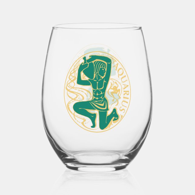 Vaso De Vino Rótulo acuario del Zodiac (Anverso)