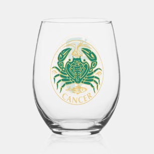 Vaso De Vino Rótulo del cáncer del zodiaco