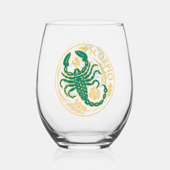 Vaso De Vino Rótulo Escorpio del Zodiaco (Anverso)