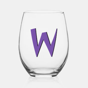 Vaso De Vino Royal Purple Funny Monograma Moderno Letra inicial