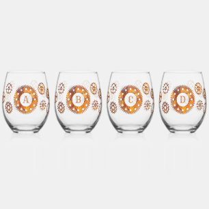 Vaso De Vino Rusty Gears Steampunk Personalizado Inicial