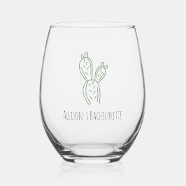 Vaso De Vino Sage Pricky Pear Cactus Bachelorette Wine Glass