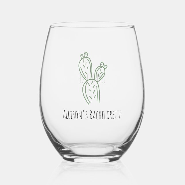 Vaso De Vino Sage Pricky Pear Cactus Bachelorette Wine Glass (Anverso)