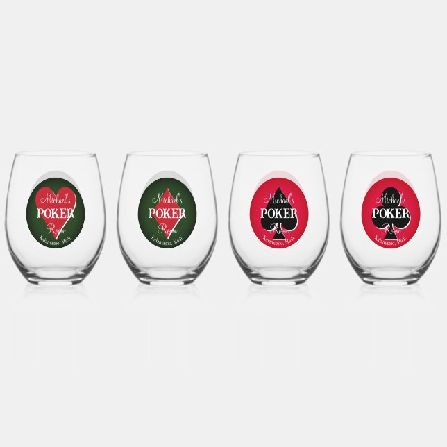 Vaso De Vino Sala de póquer de tarjetas de reproducción clásica (Anverso)