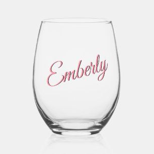 Vaso De Vino Salmon Pink 3D Nombre manuscrito Minimalista