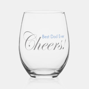 Vaso De Vino ¡Salud Personalizada! Azul plateado del día del pa