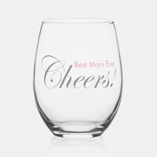 Vaso De Vino ¡Salud Personalizada! Mejor Mamá Elegante Plata