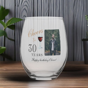 Vaso De Vino Saludos a 30 años de la foto de cumpleaños 30 del