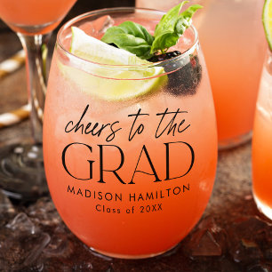 Vaso De Vino Saludos a la graduación del guión negro de grado
