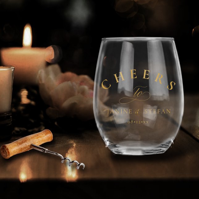 Vaso De Vino Saludos a los nombres de recién casados ID1022 (Subido por el creador)