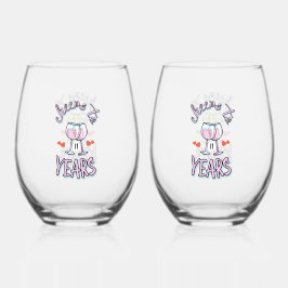 Vaso De Vino Saludos al champagne de 11 años de aniversario del