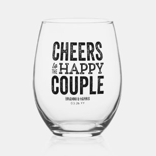 Vaso De Vino Saludos al feliz boda de la pareja