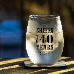 Vaso De Vino Saludos personalizados a 40 años Cualquier cumpl