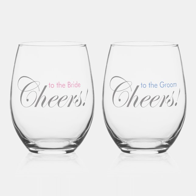 Vaso De Vino ¡Saludos personalizados! a Bride Groom Elegant (Anverso)