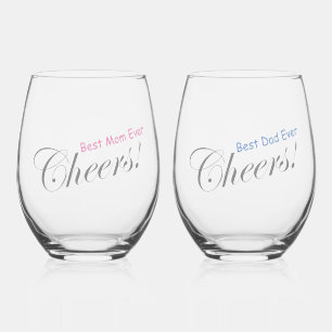 Vaso De Vino ¡Saludos Personalizados! Mejor Mamá, Papá Siempre