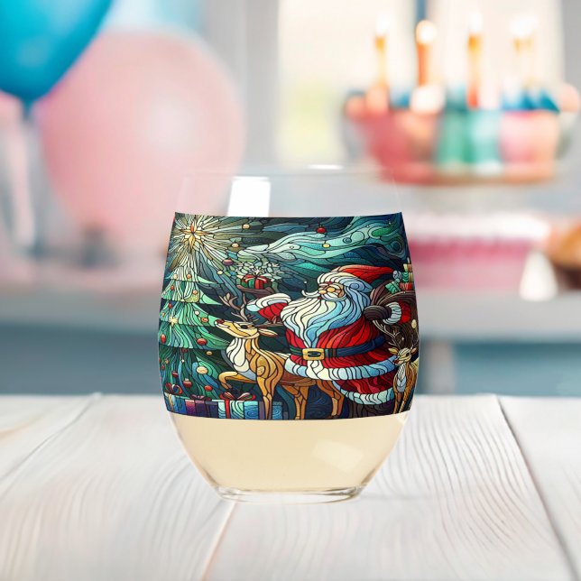 Vaso De Vino Santa Claus y sus renos con regalos (Insitu (Baby Shower))