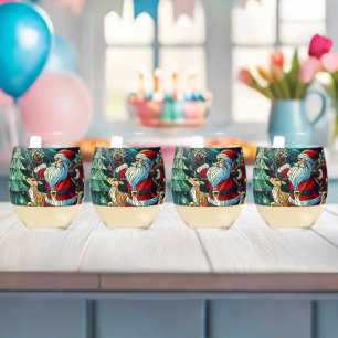 Vaso De Vino Santa Claus y sus renos con regalos