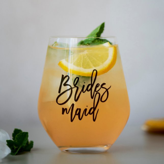 Vaso De Vino Script elegante "Dama de honor" Personalizado (Subido por el creador)
