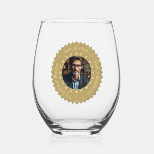Vaso De Vino Sello de Estrellas Doradas para Foto de Jubilación