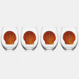 Vaso De Vino Sello de la shell de la vieira del naranja