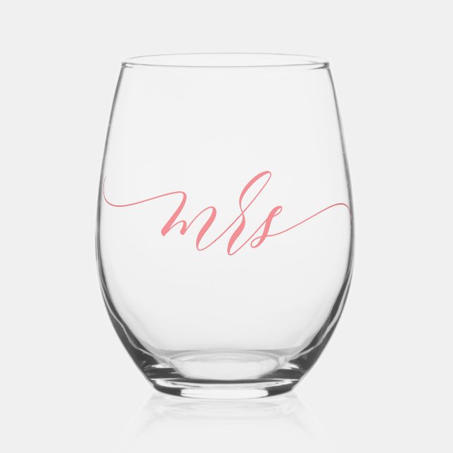 Vaso De Vino Sencilla y elegante caligrafía Sra. (Anverso)