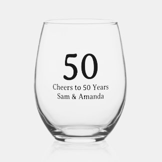 Vaso De Vino Sencillo 50 Aniversario Personalizado