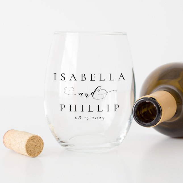 Vaso De Vino Sencillo y elegante novio nombra recién casado bod (Subido por el creador)