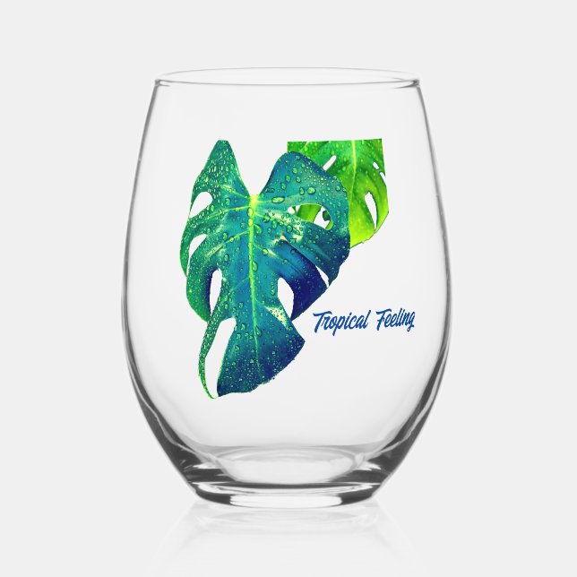 Vaso De Vino Sensación Tropical Monstera (Anverso)