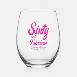 Vaso De Vino Sesenta Moderna y Fabulosa Fiesta de Cumpleaños 60