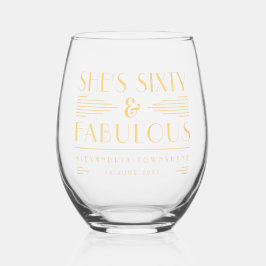 Vaso De Vino Sesenta y fabuloso Chic Arte Deco Oro Cumpleaños 6