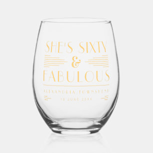 Vaso De Vino Sesenta y fabuloso Chic Arte Deco Oro Cumpleaños 6