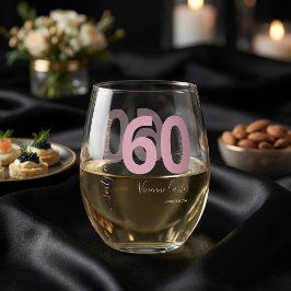 Vaso De Vino Sesenta y Fabuloso Script Rosa Cumpleaños 60