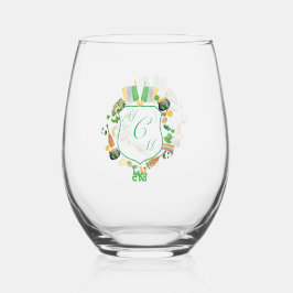 Vaso De Vino Set de escudo de bebidas monograma de St. Patrick