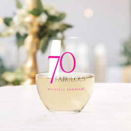 Vaso De Vino Seventy and Fabulous Minimal Pink 70th Birthday
