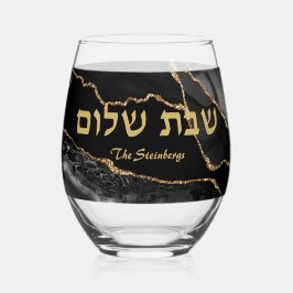 Vaso De Vino Shabat negro y dorado