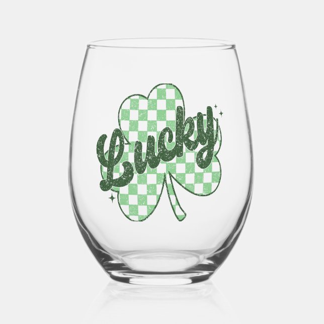 Vaso De Vino Shamrock del Día de San Patricio (Anverso)