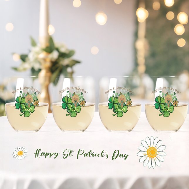 Vaso De Vino Shamrock ST Patrick (Shamrock ST Patrick Stemless Wine Glass)