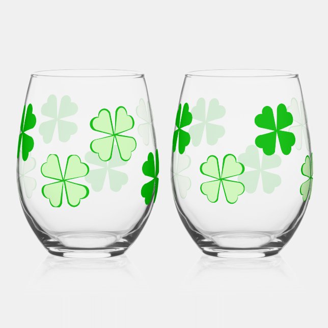 Vaso De Vino Shamrock Stemless Wine Glasses (Anverso)