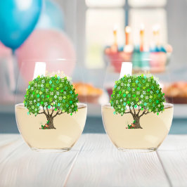 Vaso De Vino Shamrock Tree with Leprechaun Wine Glass