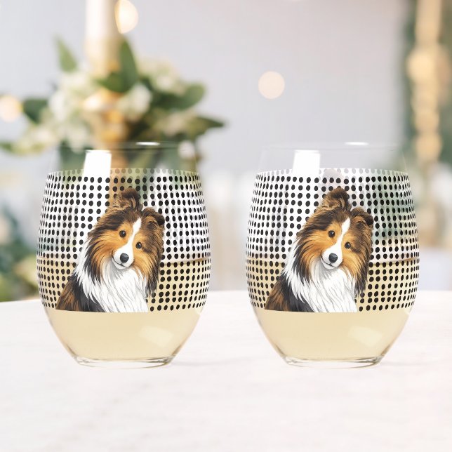 Vaso De Vino Sheltie -Sable   (Insitu (Boda))