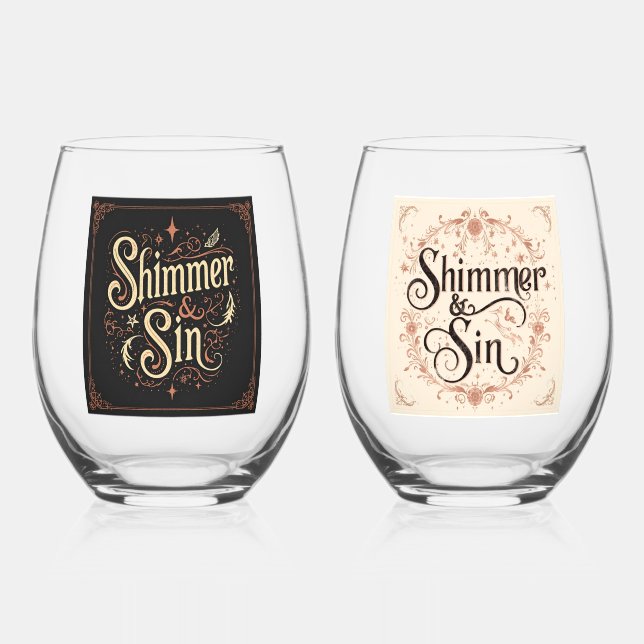 Vaso De Vino Shimmer & Sin Gothic Wine Glass Set | Dark Glam (Anverso)