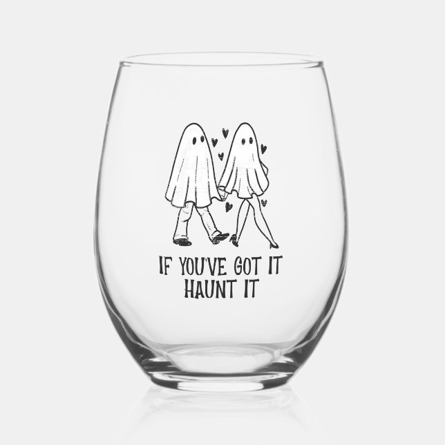 Vaso De Vino Si lo tienes, perdónalo - Cute Pareja Fantasma (Anverso)