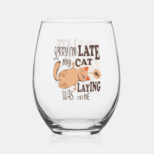 Vaso De Vino Siento haber llegado tarde cuando mi gato se posó
