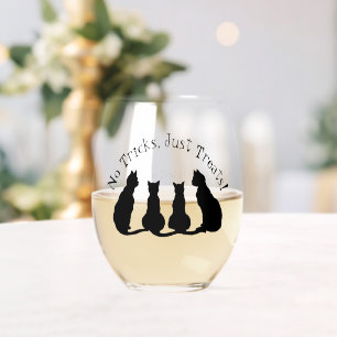 Vaso De Vino Silhouettes de los gatos negros